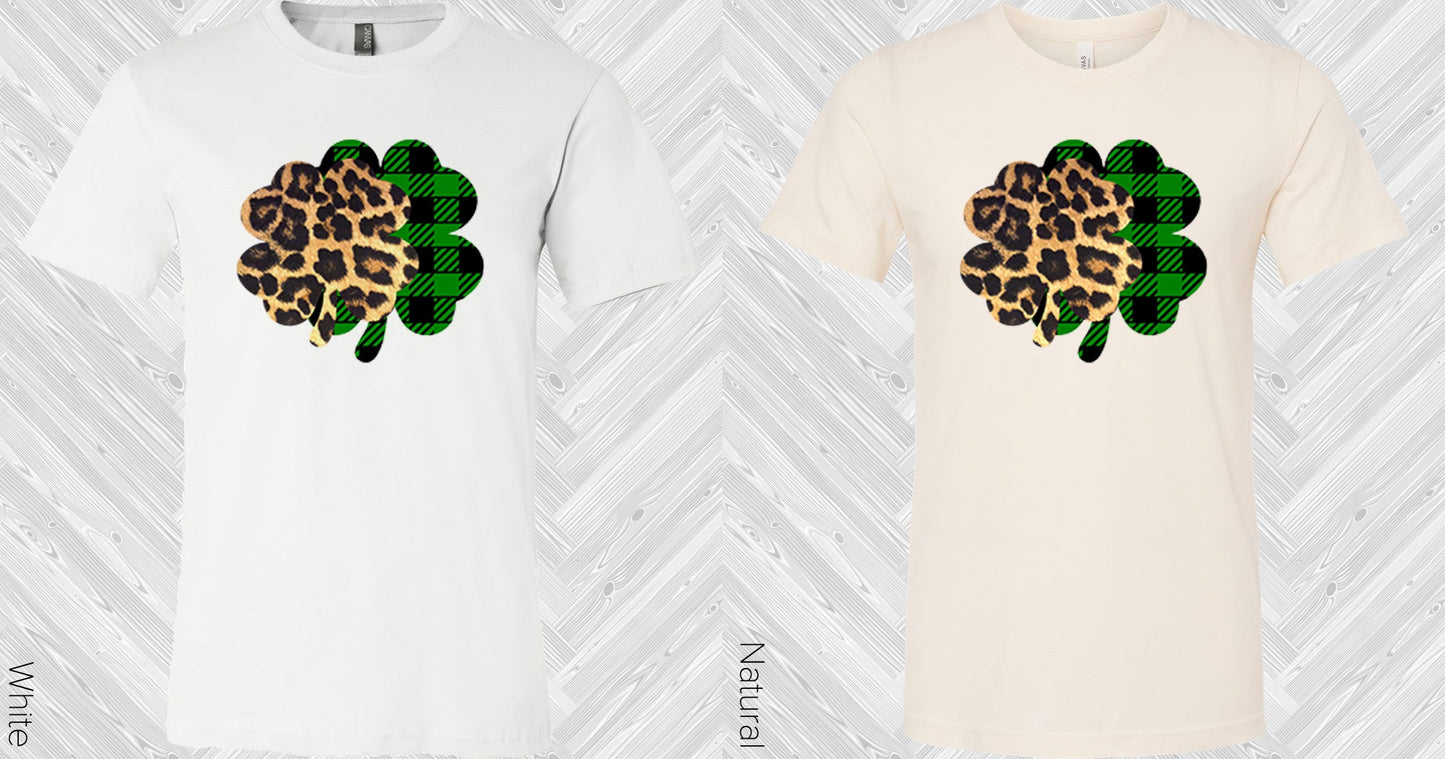 Leopard And Plaid Shamrocks Graphic Tee Graphic Tee