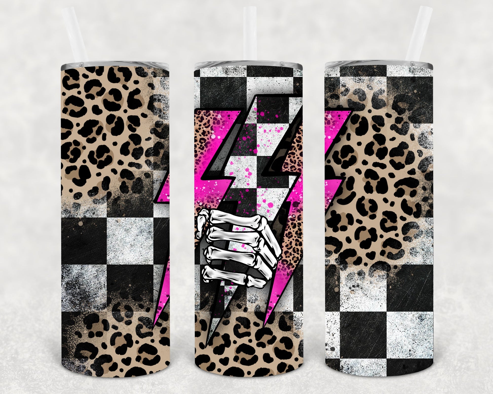 Leopard And Racing 20 Oz Skinny Tumbler