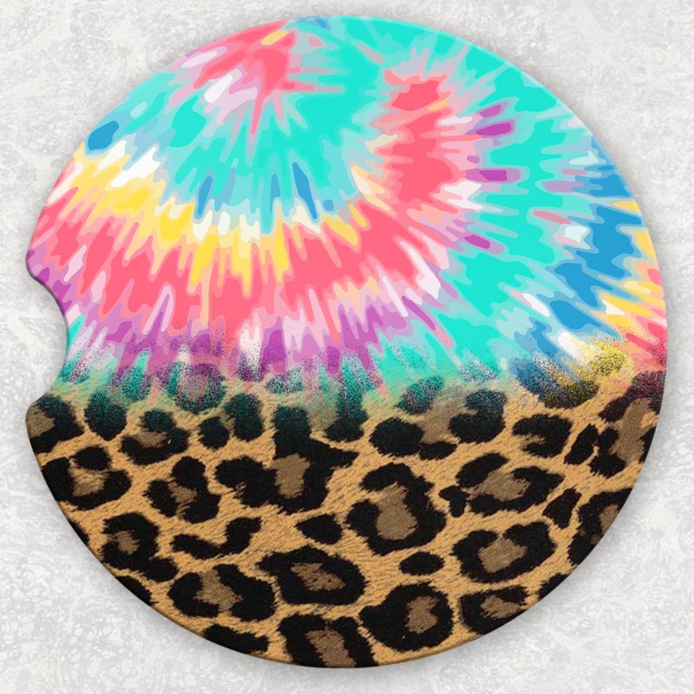 Car Coaster Set - Leopard And Tie Dye