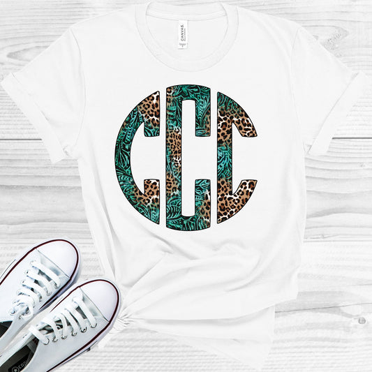 Leopard And Turquoise Monogram Graphic Tee Graphic Tee