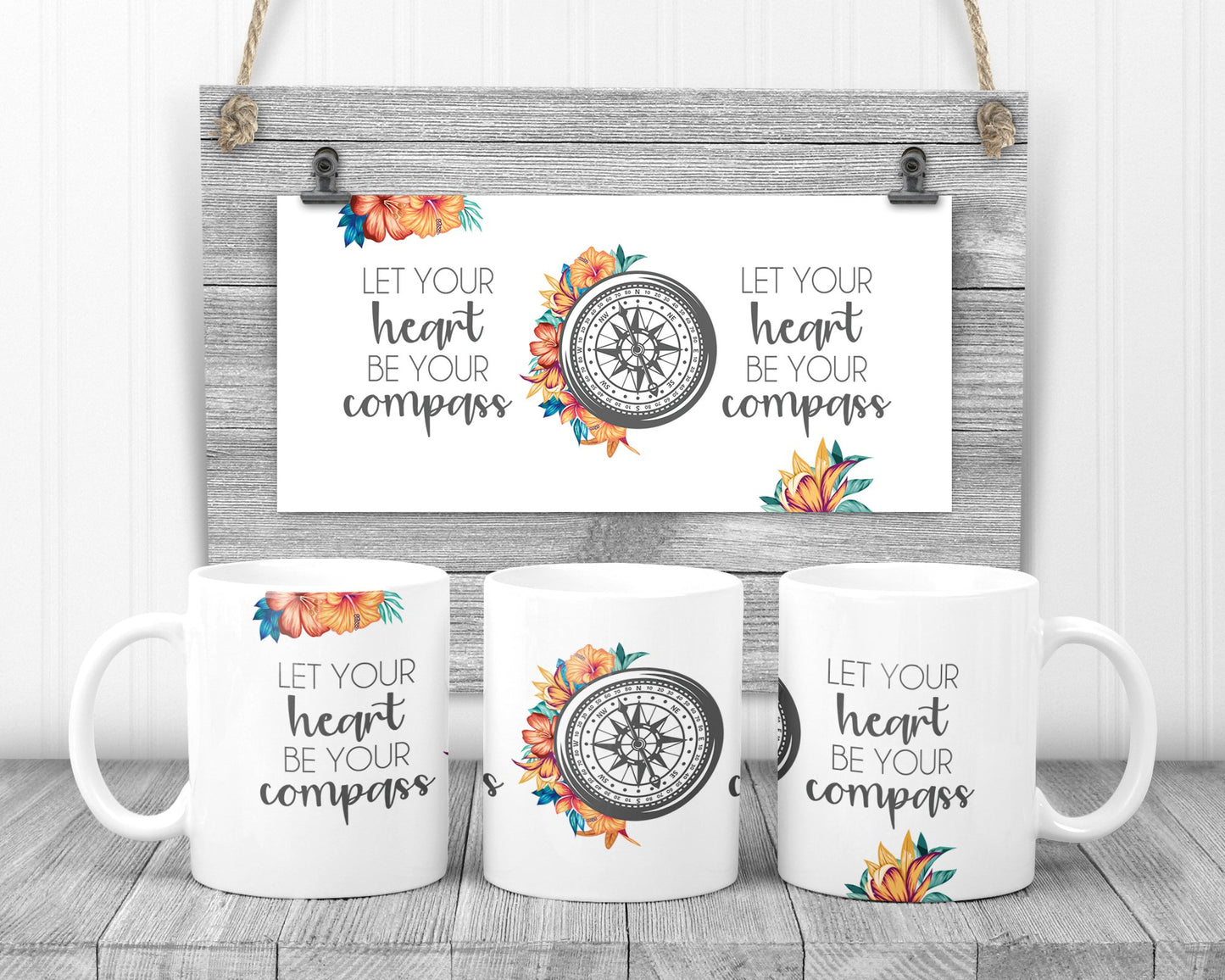 Let Your Heart Be Compass Mug Coffee