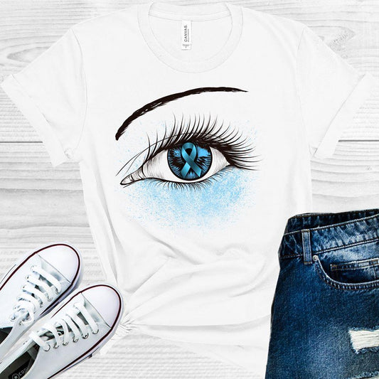 Light Blue Ribbon Awareness Eye Graphic Tee Graphic Tee