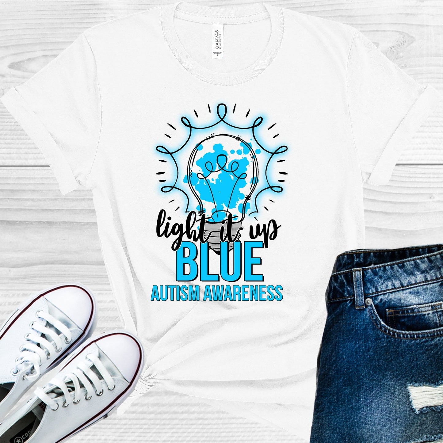 Light It Up Blue Autism Awareness Graphic Tee Graphic Tee