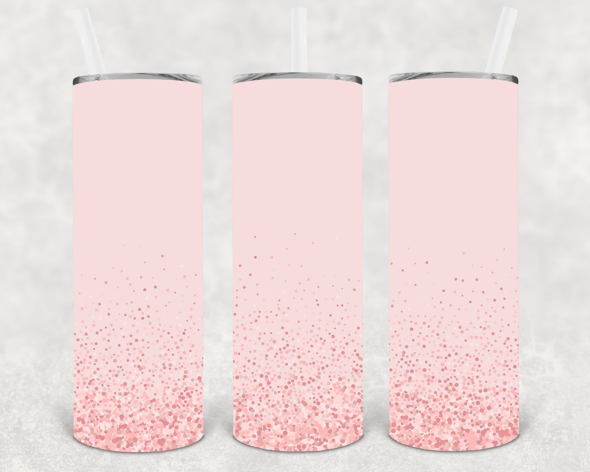 Light Pink Glitter Skinny 20 Oz Tumbler