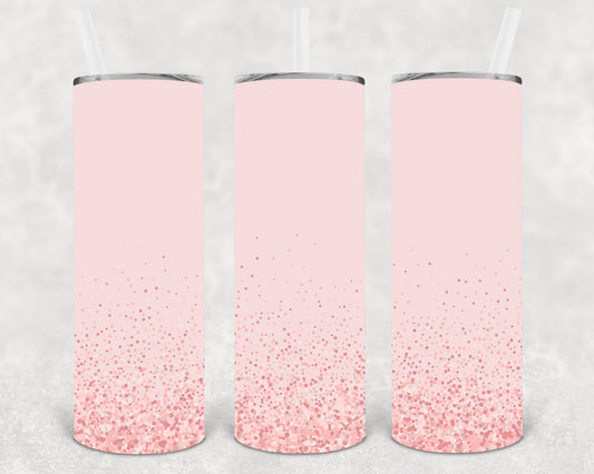 Light Pink Glitter Skinny 20 Oz Tumbler