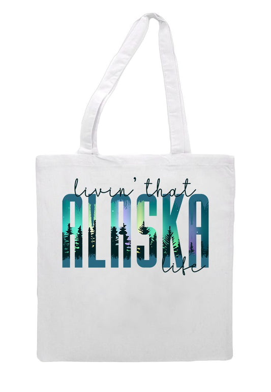 Livin That Alaska Life Grocery Tote Bag