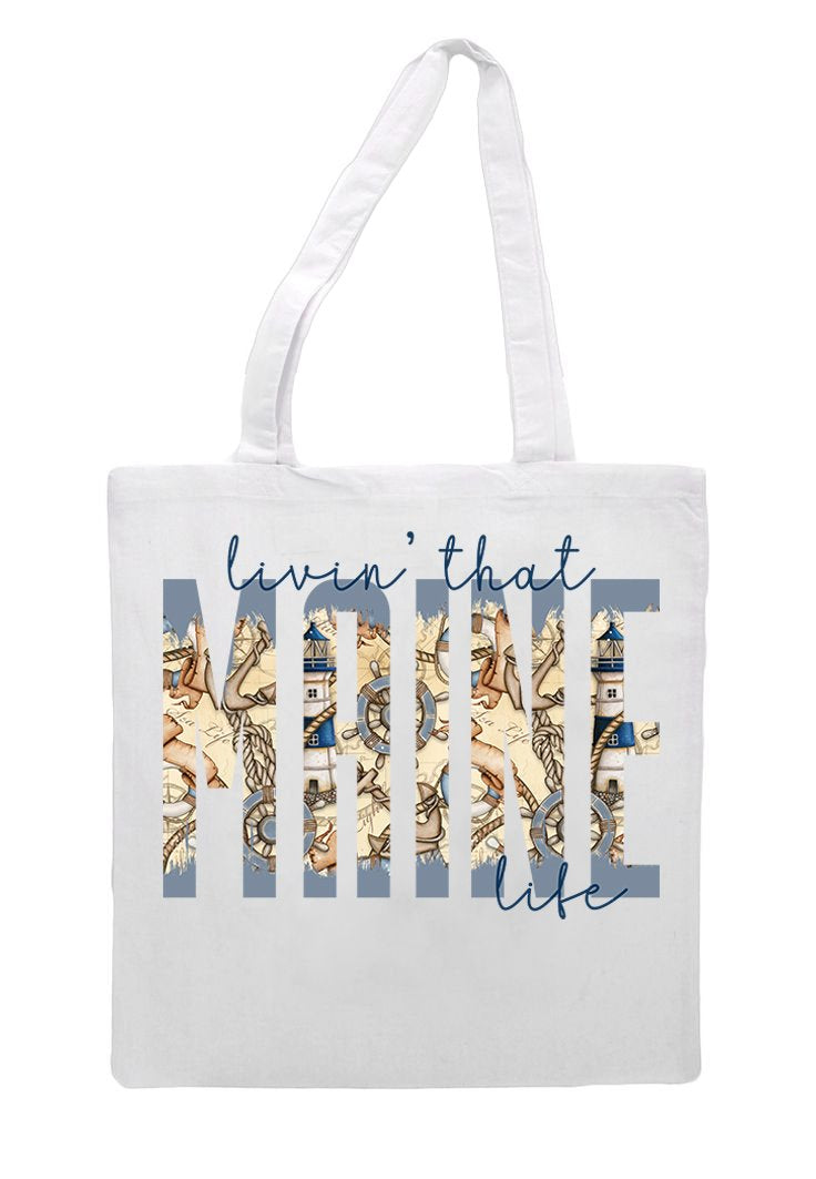 Livin That Maine Life Grocery Tote Bag