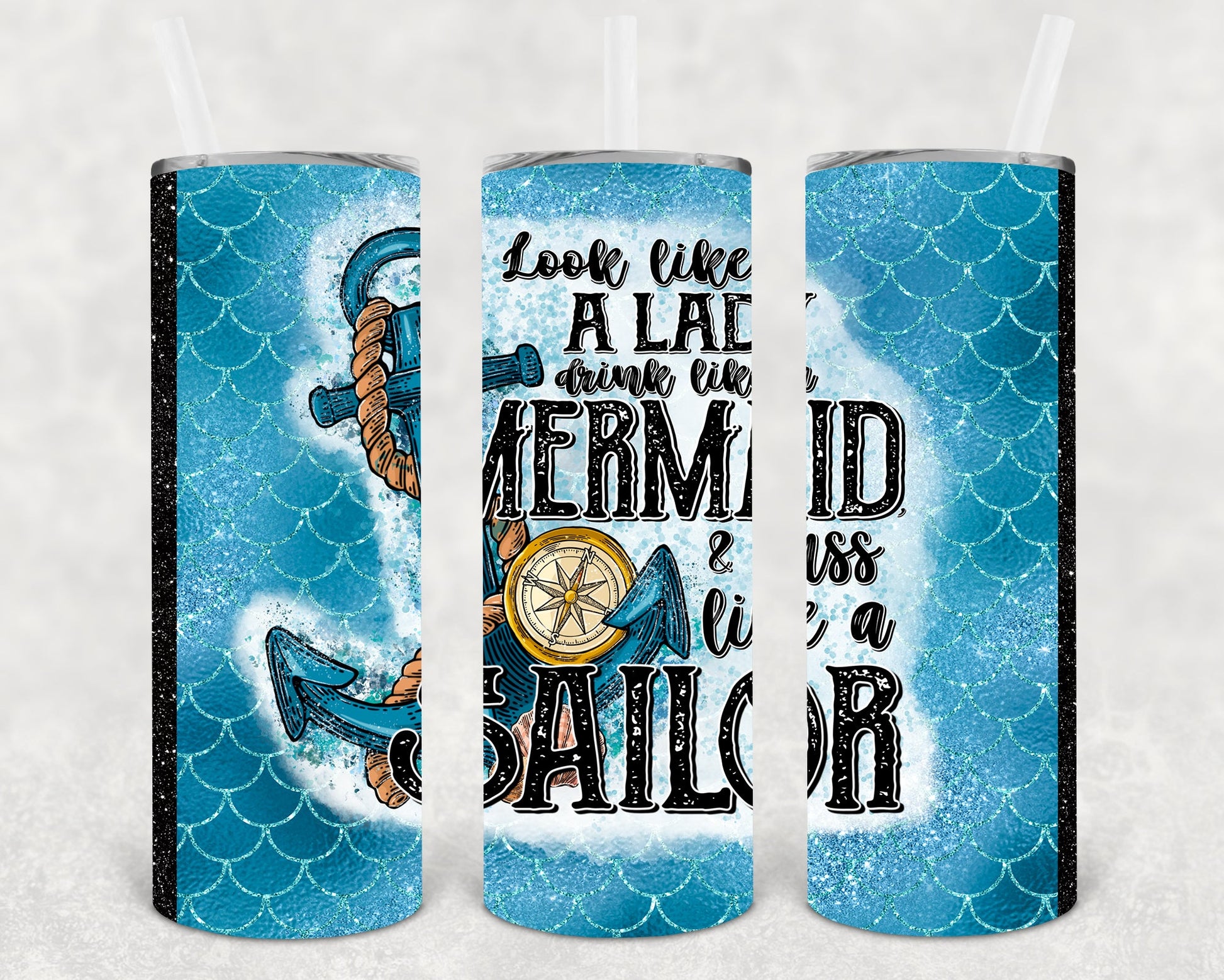 Look Like A Lady Drink Mermaid 20 Oz Skinny Tumbler