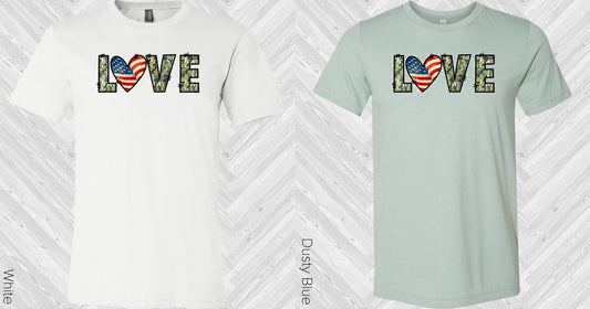 Love Camo Flag Heart Graphic Tee Graphic Tee