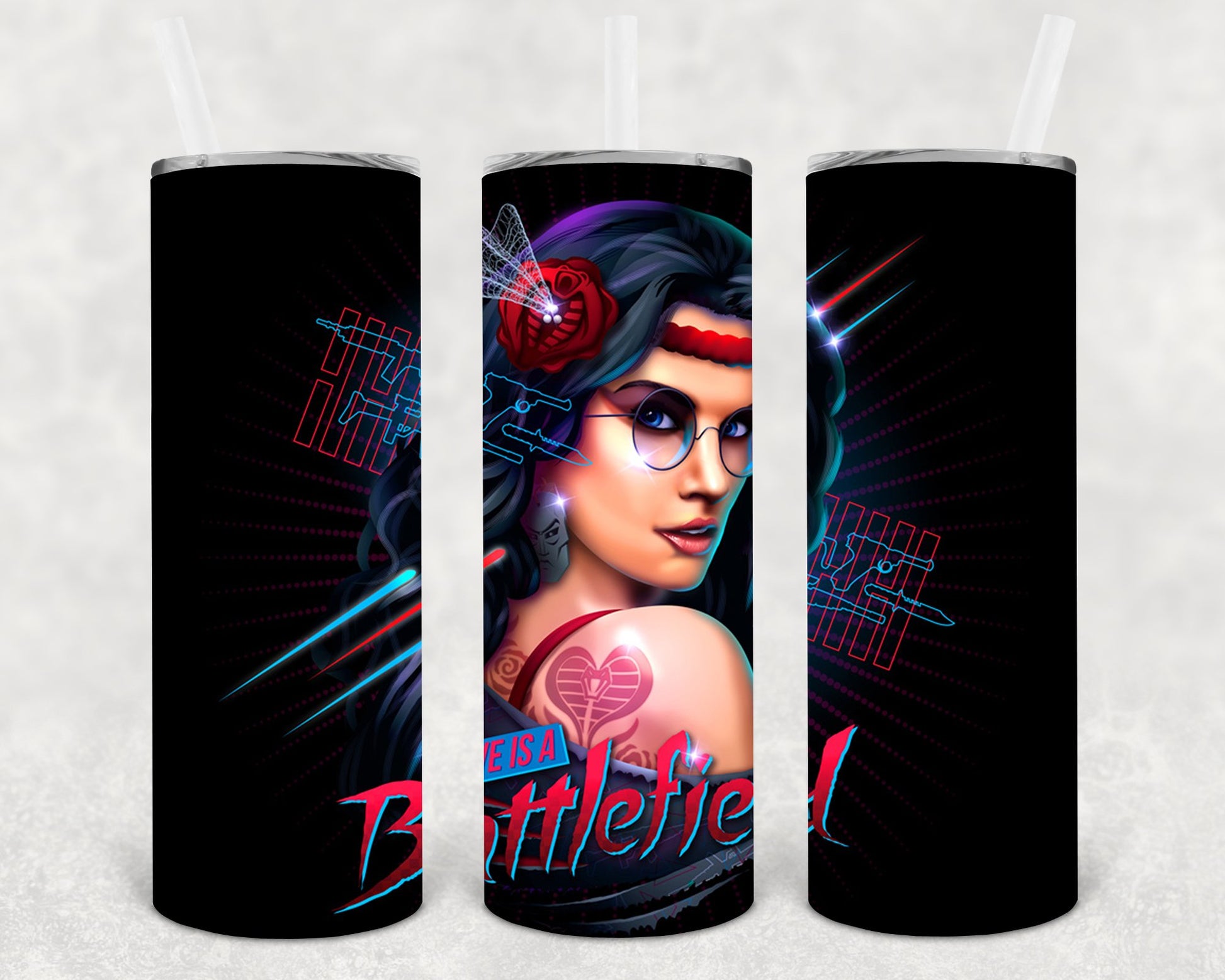 Love Is A Battlefield 20 Oz Skinny Tumbler