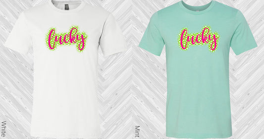 Lucky Pink Shamrocks St. Patricks Day Graphic Tee Graphic Tee