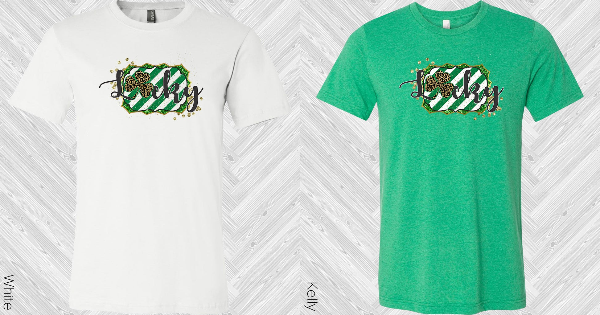 Lucky Leopard Shamrock Stripes St. Patricks Day Graphic Tee Graphic Tee