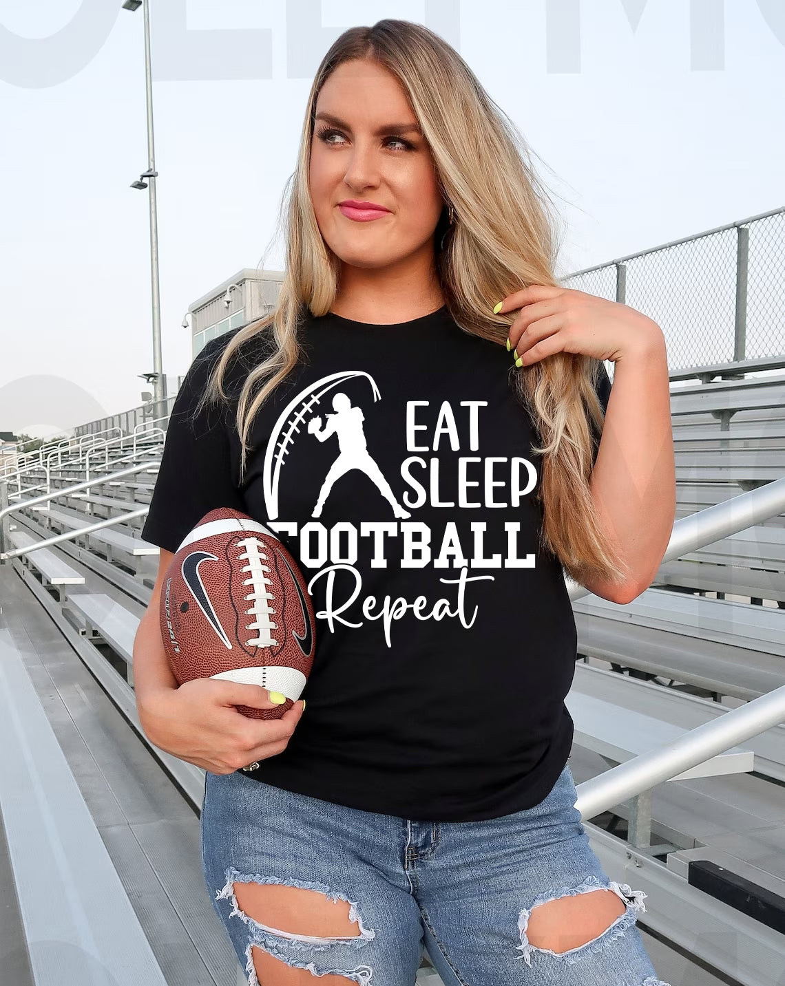 Eat Sleep Football Repeat Graphic Tee
