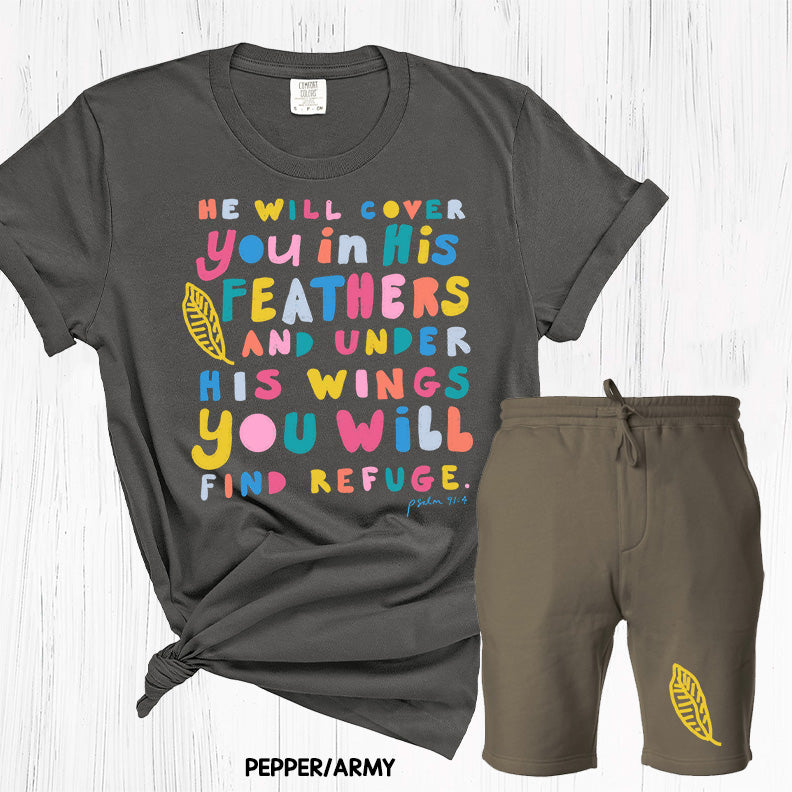 He Will Cover You in His Feathers Graphic Tee