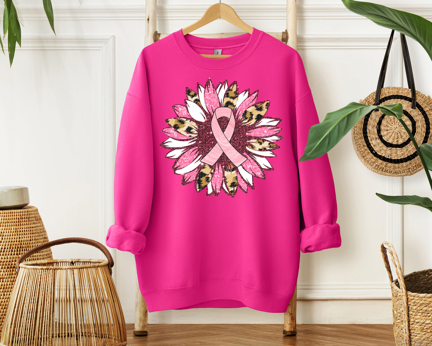 Pink Ribbon Sunflower Graphic Tee