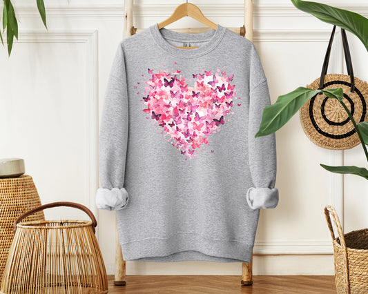 Pink Butterflies Heart Graphic Tee