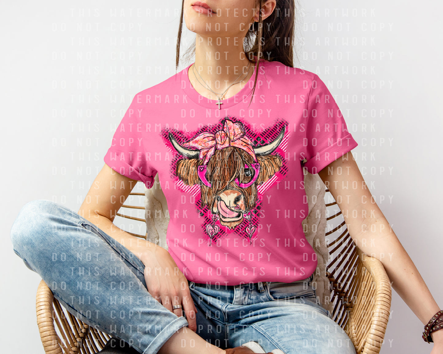 Valentine Highland Cow Graphic Tee