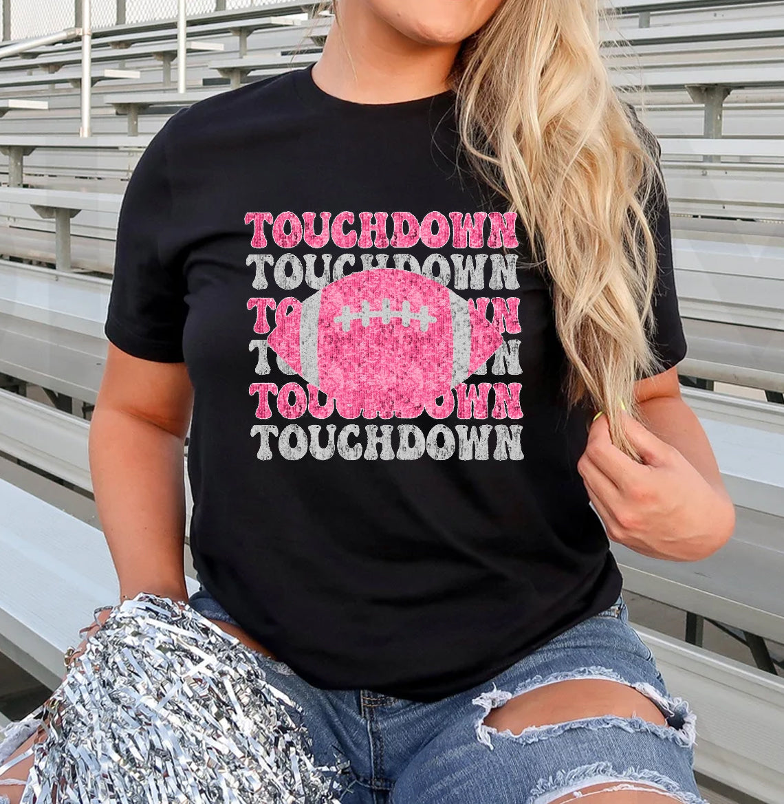 Touchdown Faux Glitter Graphic Tee