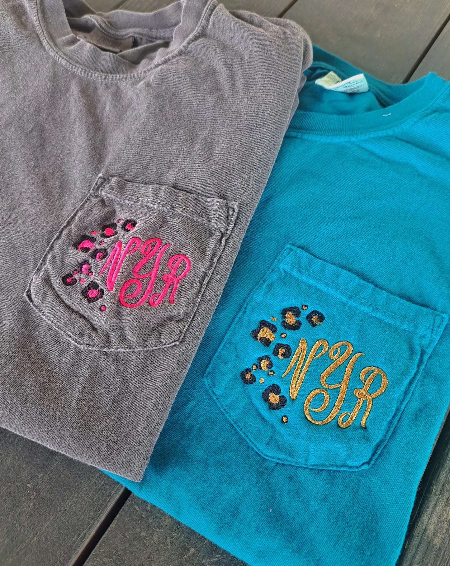 Leopard Monogram Pocket Embroidered Shirt