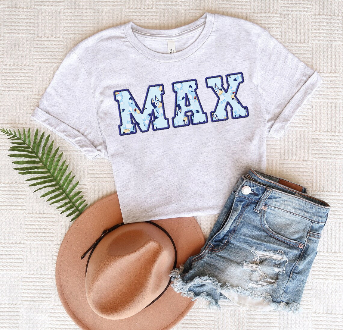 Faux Embroidery Bluey - Customize with Your Name Graphic Tee