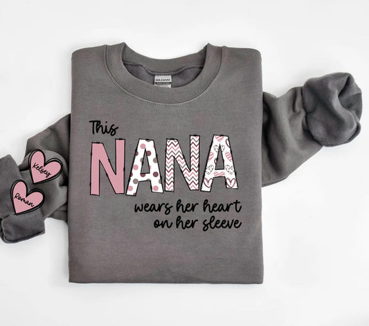 This Nana Wears Her Heart On Sleeve Graphic Tee Graphic Tee