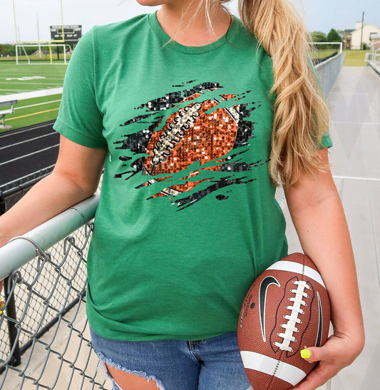 Football Faux Glitter Graphic Tee