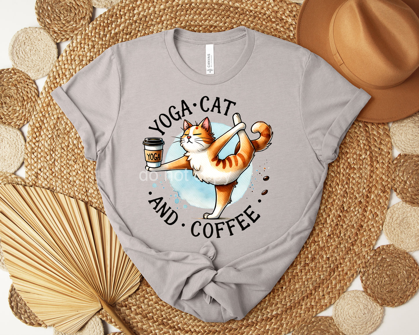 Yoga Cat and Coffee Graphic Tee