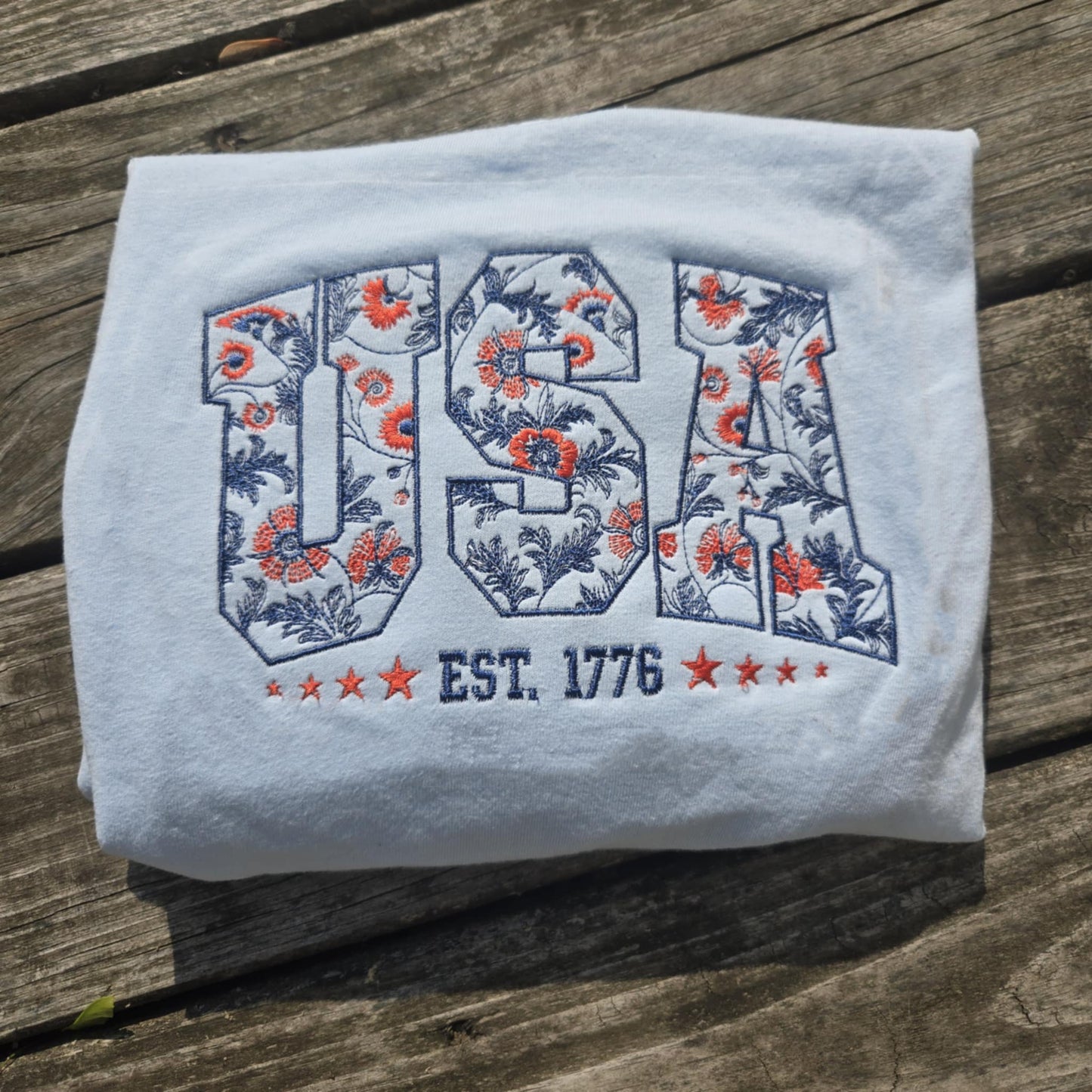 USA Floral Embroidered Shirt