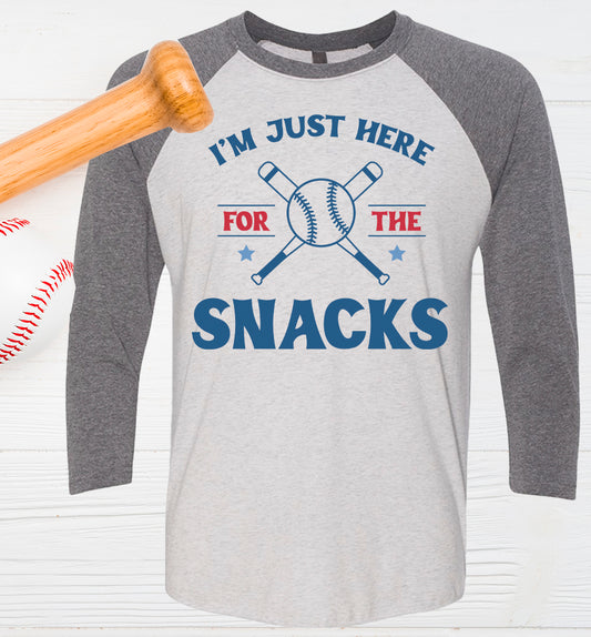 I'm Just Here for the Snacks Baseball Graphic Tee