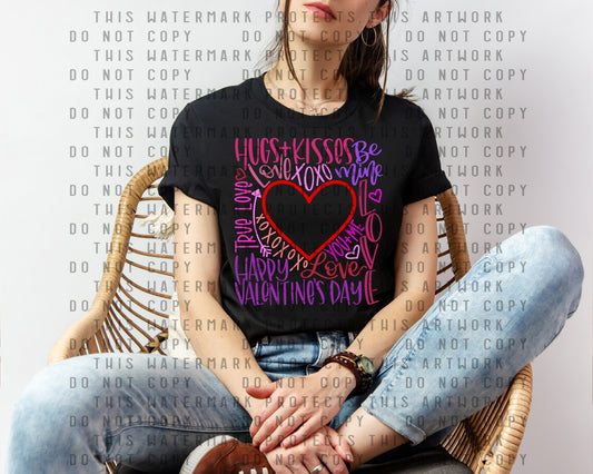 Happy Valentine's Day Word Art Graphic Tee