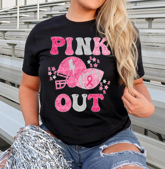 Pink Out Faux Glitter Graphic Tee