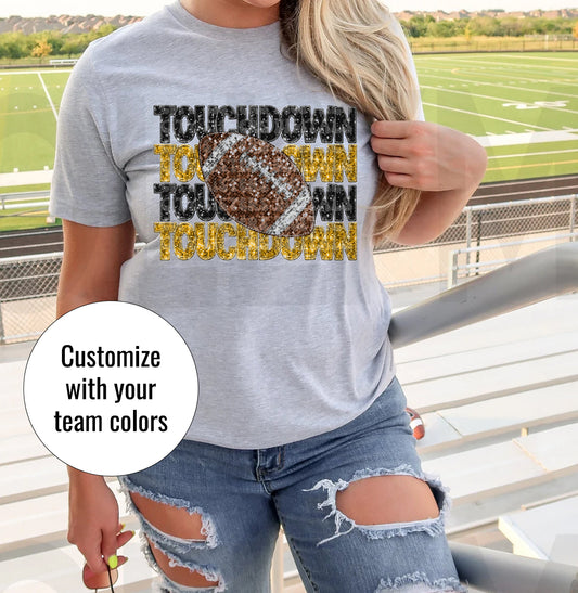 Touchdown Faux Glitter (Customize Team Colors) Graphic Tee
