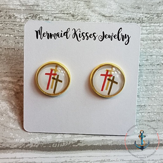 Photo Earrings - 3 Crosses
