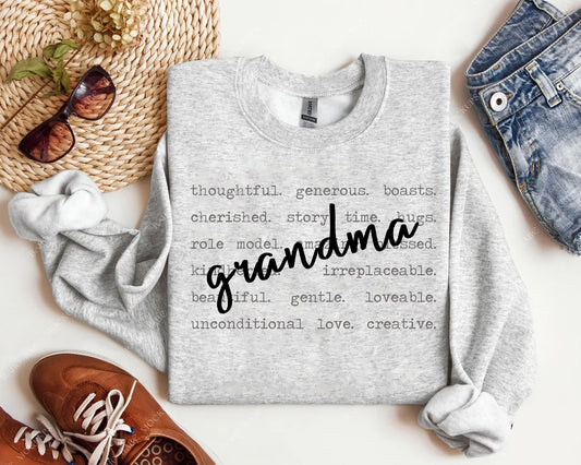 Grandma (All Names Available) Words Graphic Tee