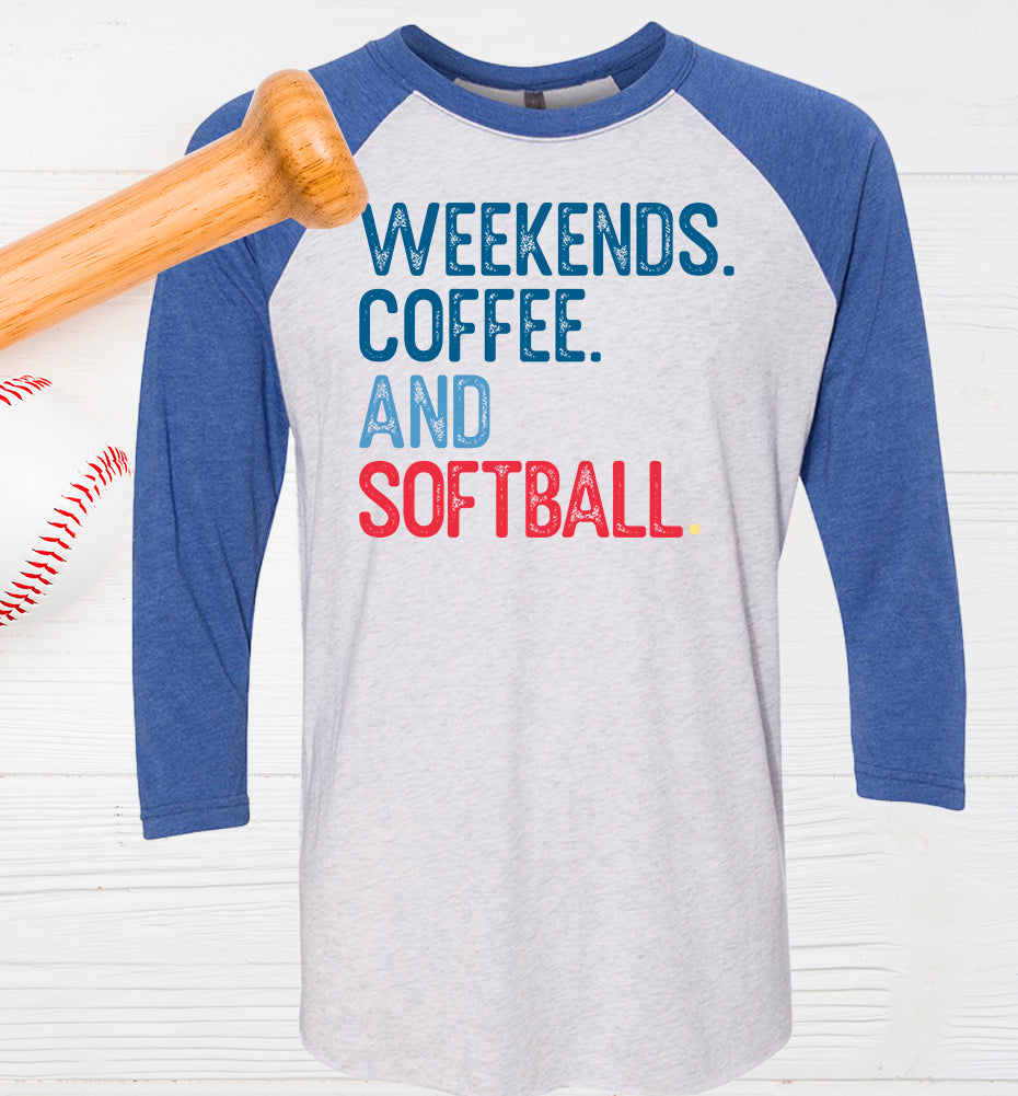 Weekends Coffee and Softball Graphic Tee