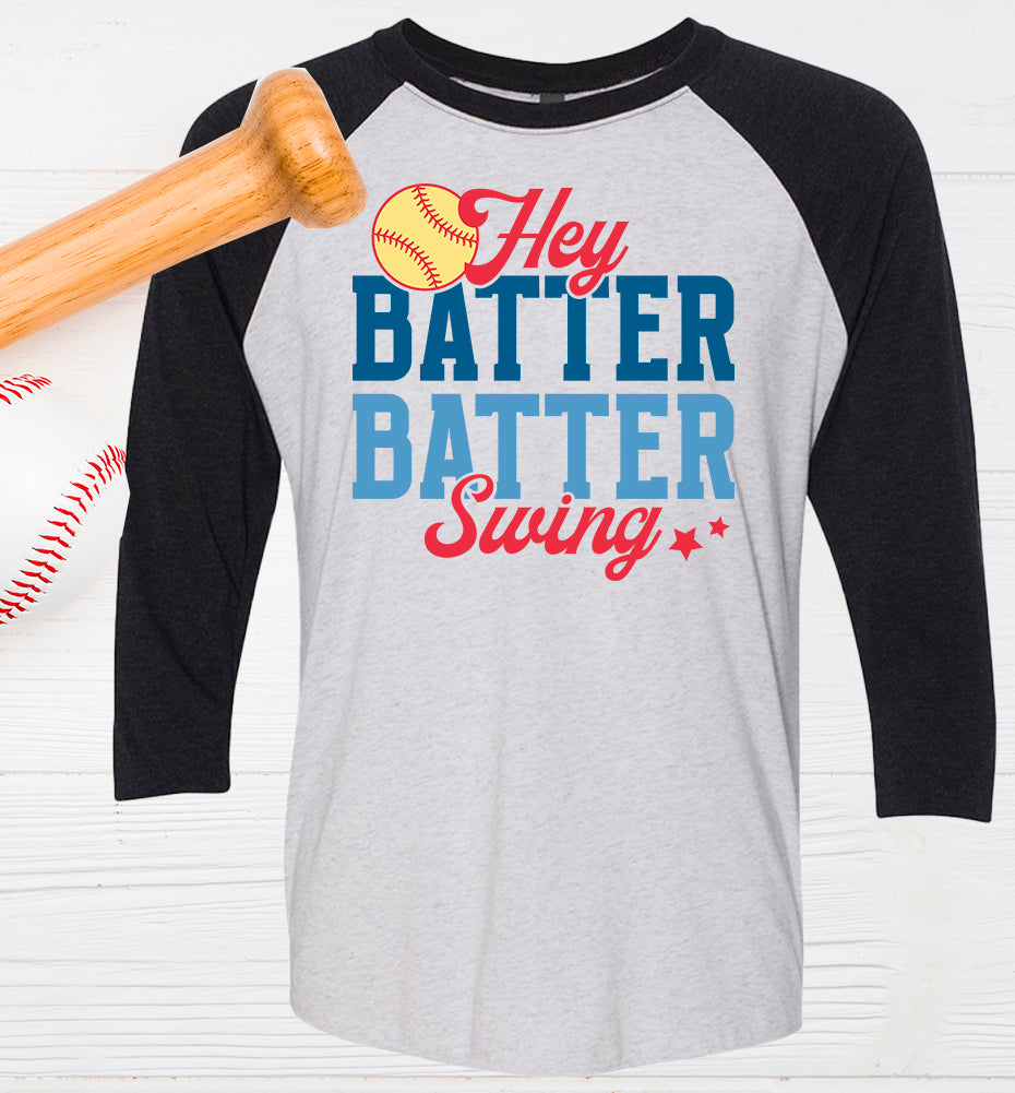 Hey Batter Batter Swing Softball Graphic Tee
