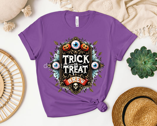 Trick or Treat Brew Label Graphic Tee
