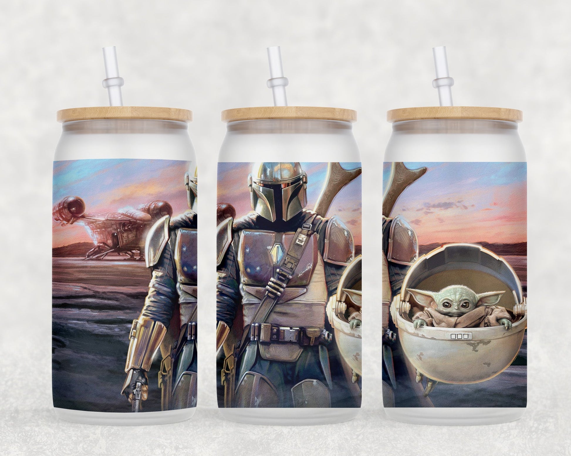 Mandalorian 16 Oz Glass Can Coffee Mug