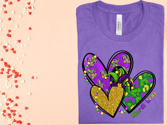 Mardi Gras Hearts Graphic Tee Graphic Tee