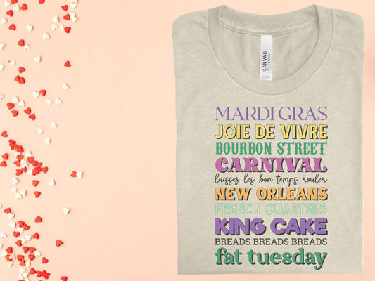 Mardi Gras Words Graphic Tee Graphic Tee