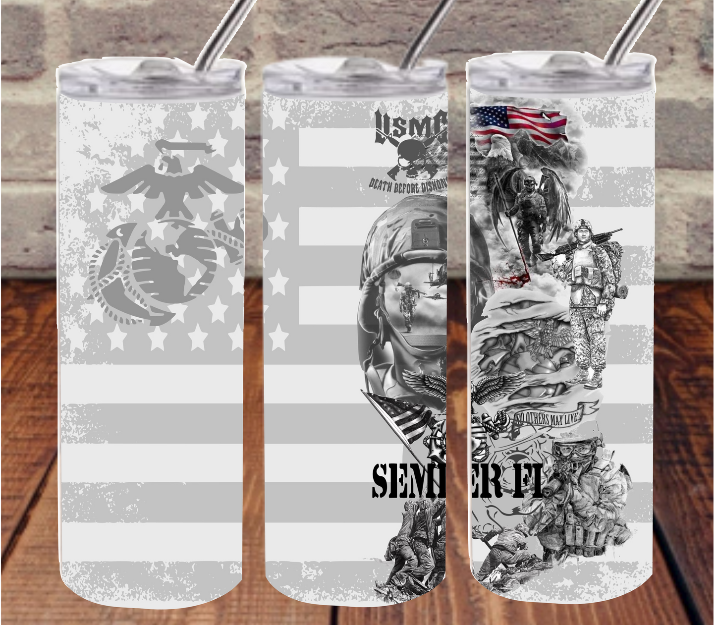 Marines 20 Oz Skinny Tumbler