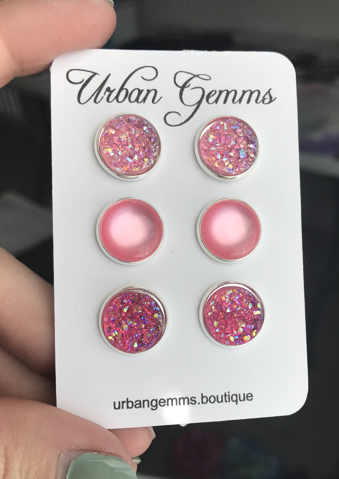 Druzy Set - Pink Ombre Earrings