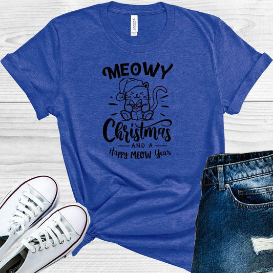 Meowy Christmas And A Happy Meow Year Graphic Tee Graphic Tee