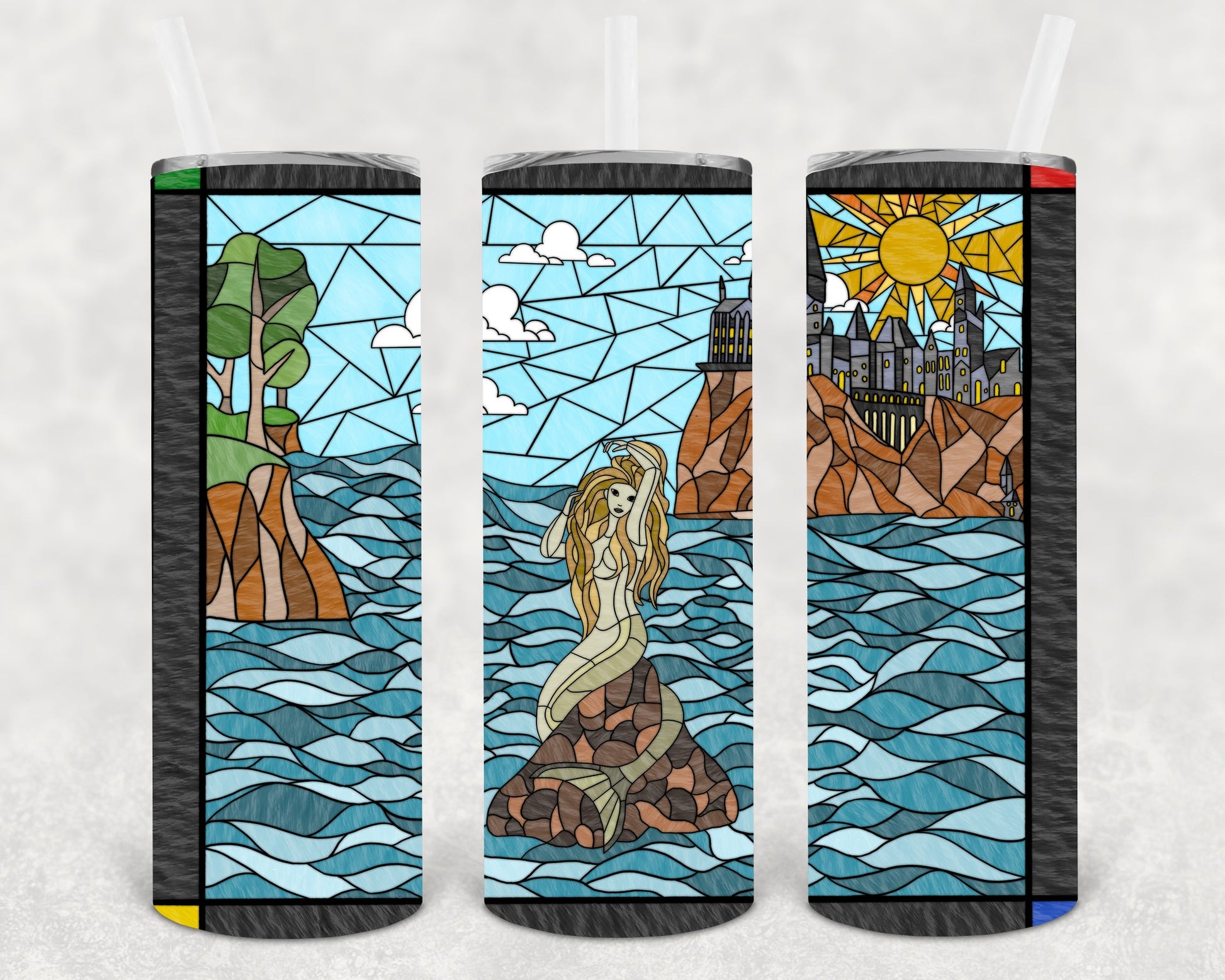 Mermaid Stained Glass 20 Oz Skinny Tumbler