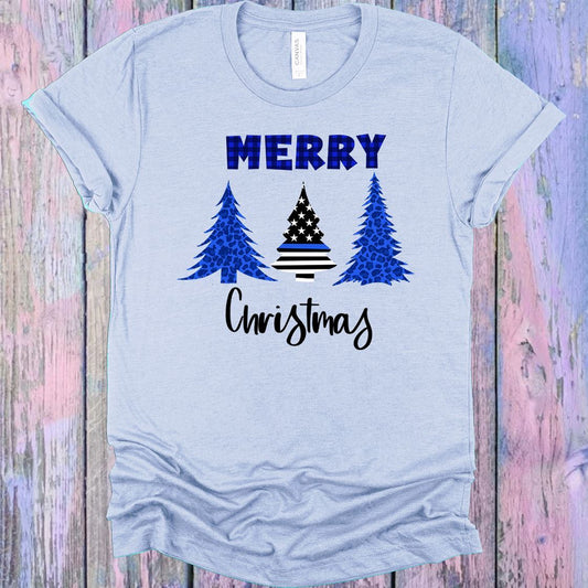Merry Christmas Blue Line Graphic Tee Graphic Tee