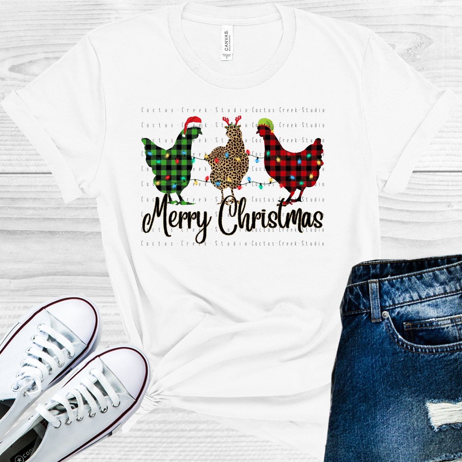 Merry Christmas Chickens Graphic Tee Graphic Tee