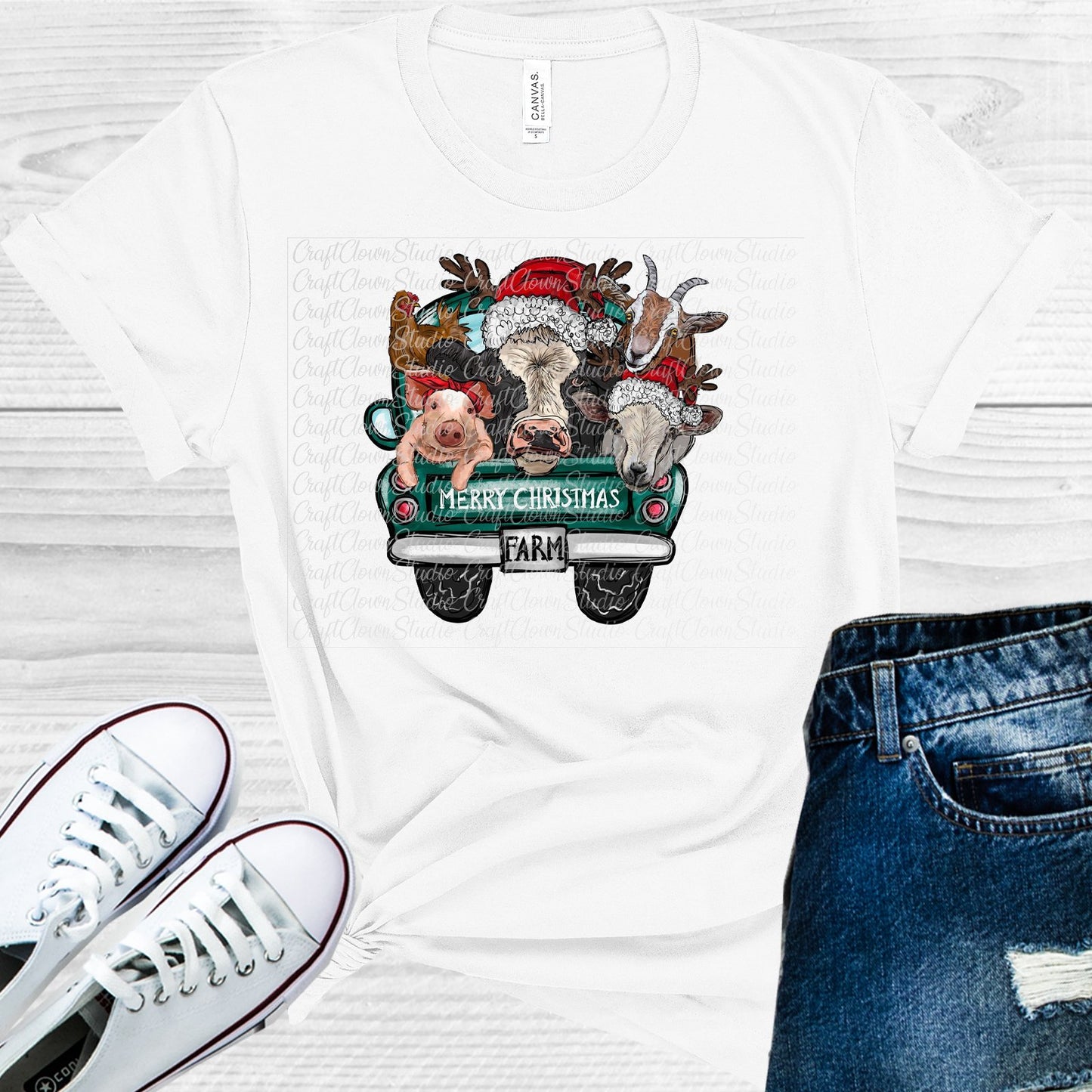 Merry Christmas Farm Truck Graphic Tee Graphic Tee