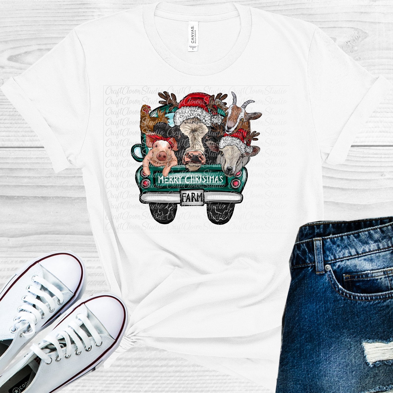 Merry Christmas Farm Truck Graphic Tee Graphic Tee