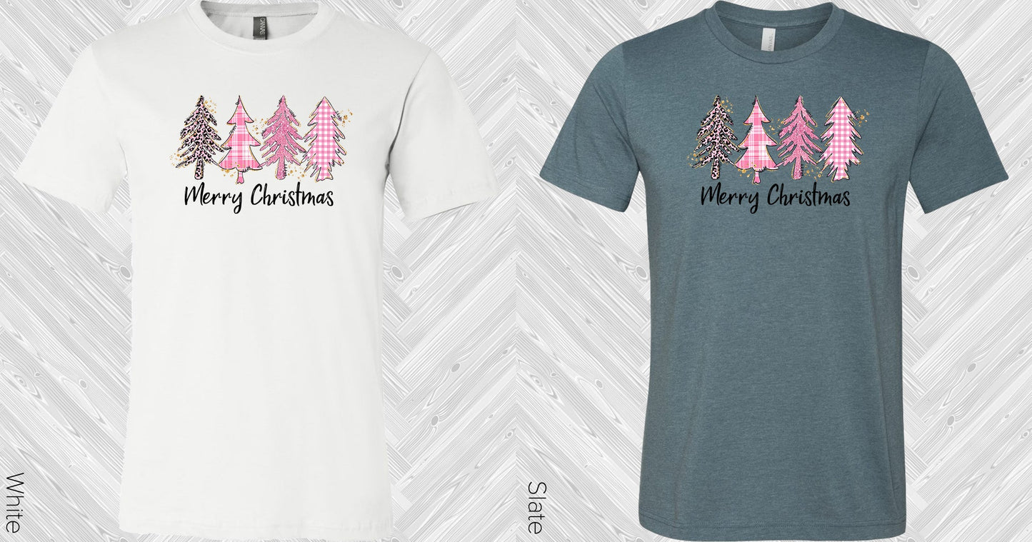 Merry Christmas Pink Trees Graphic Tee Graphic Tee