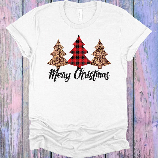 Merry Christmas Plaid Leopard Graphic Tee Graphic Tee